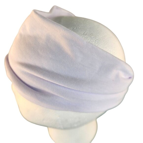 White Knit Headwrap Hairband Soft Stretchy Headband Fabric Unisex Sweatband - Picture 2 of 6